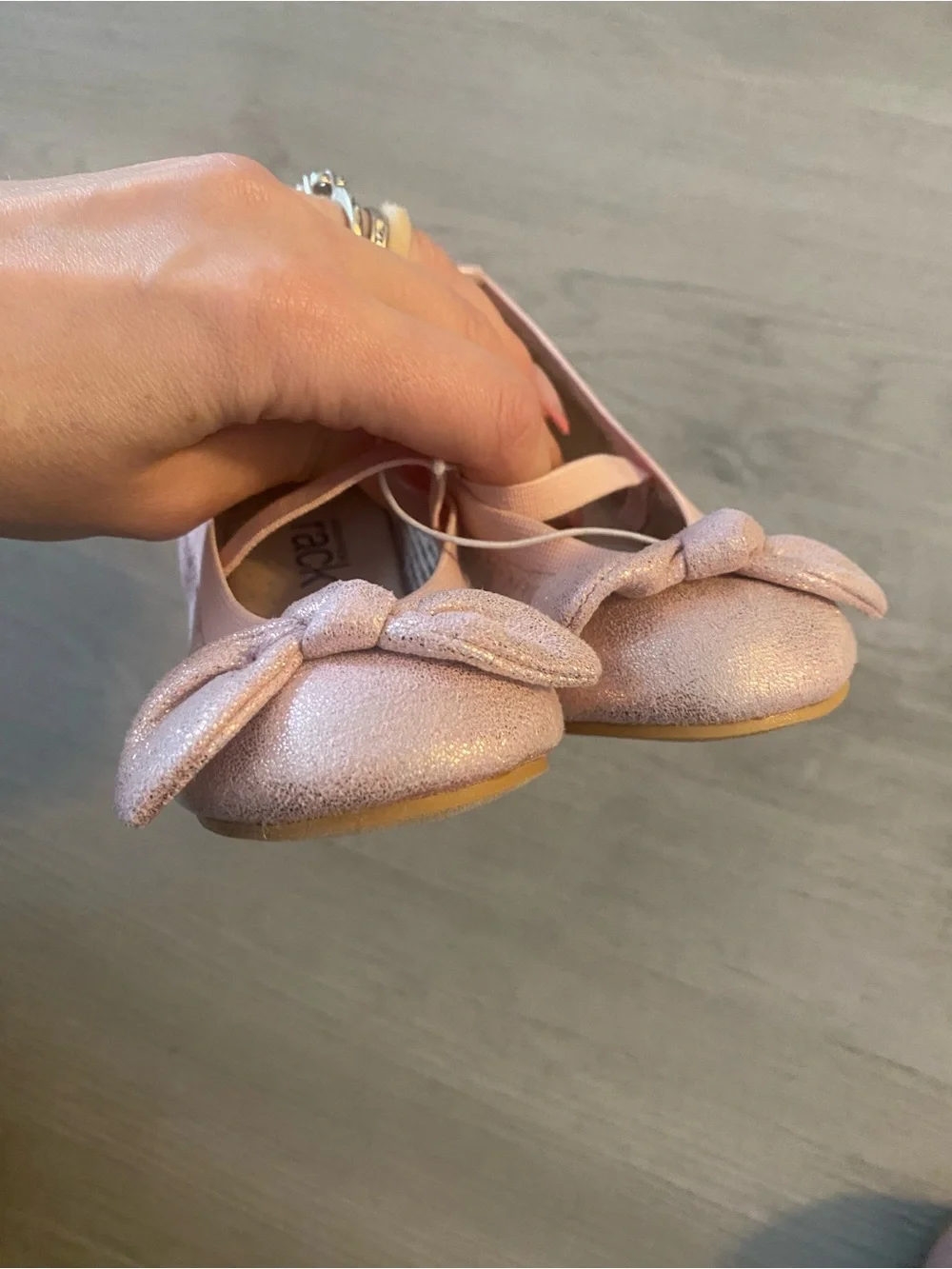 Nordstrom Rack Pink Glitter Bow Mary Jane Moccasins for Kids size 8